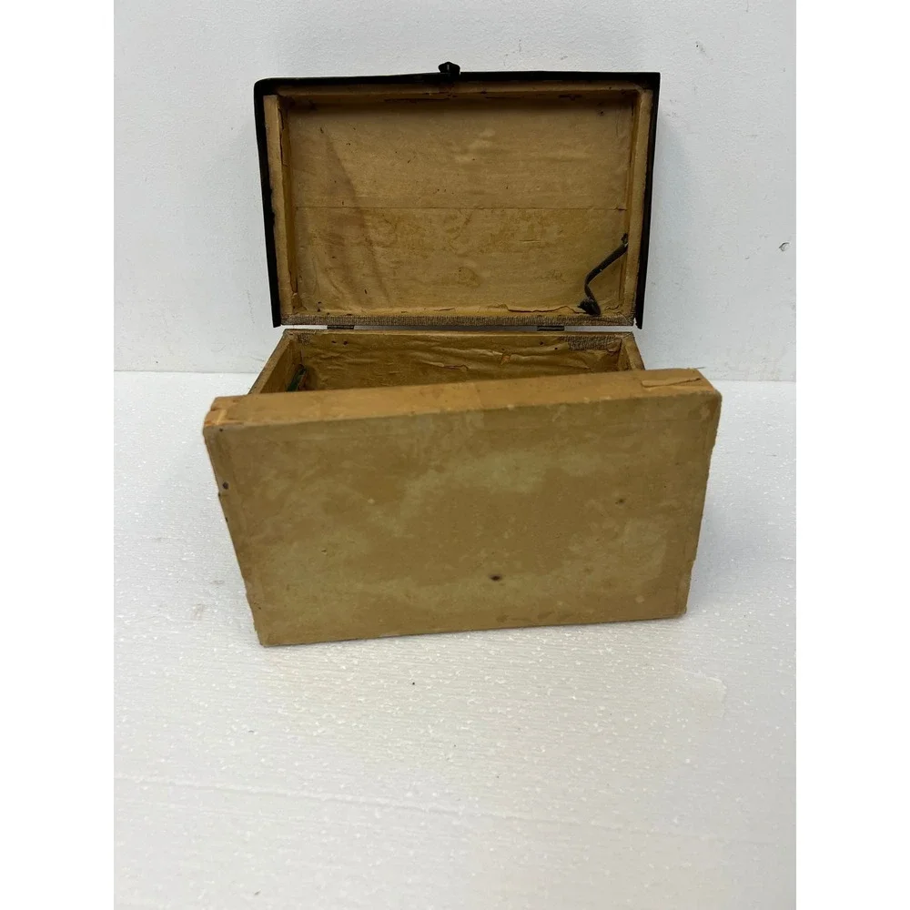 Antique Dollhouse Steamer Trunk w Tray Miniature Wood Slat Chest Vintage Box Old